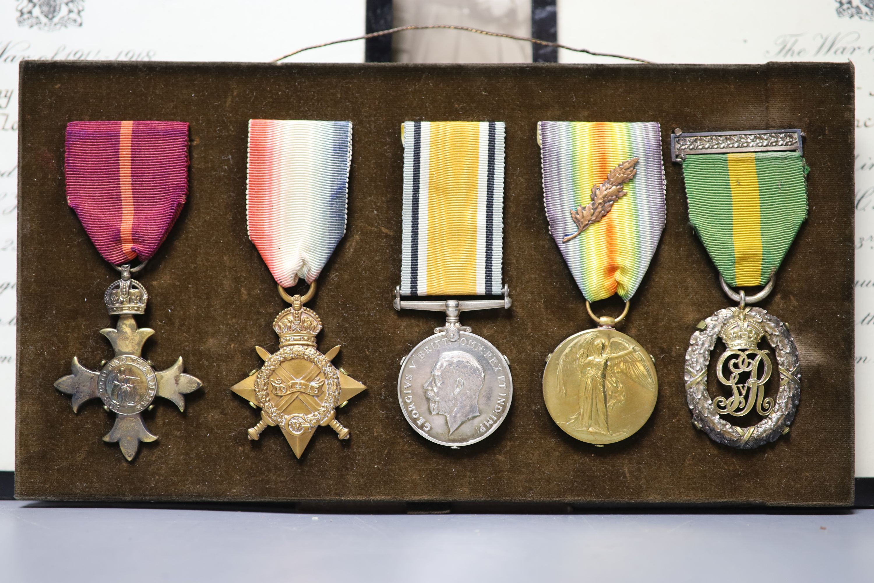 A Great War group of five medals to Lt Col. F.Gracie., O.B.E., M.B. R.A.M.C.